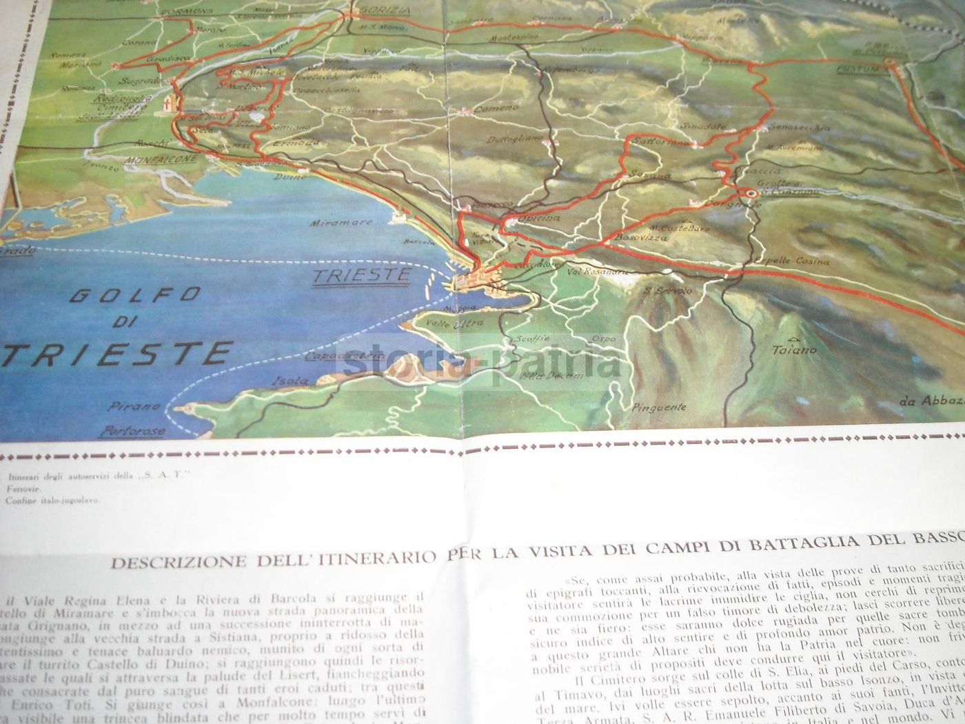 Depliant Grotte Di Postumia Autoservizi SAT Trieste Isonzo, 1932