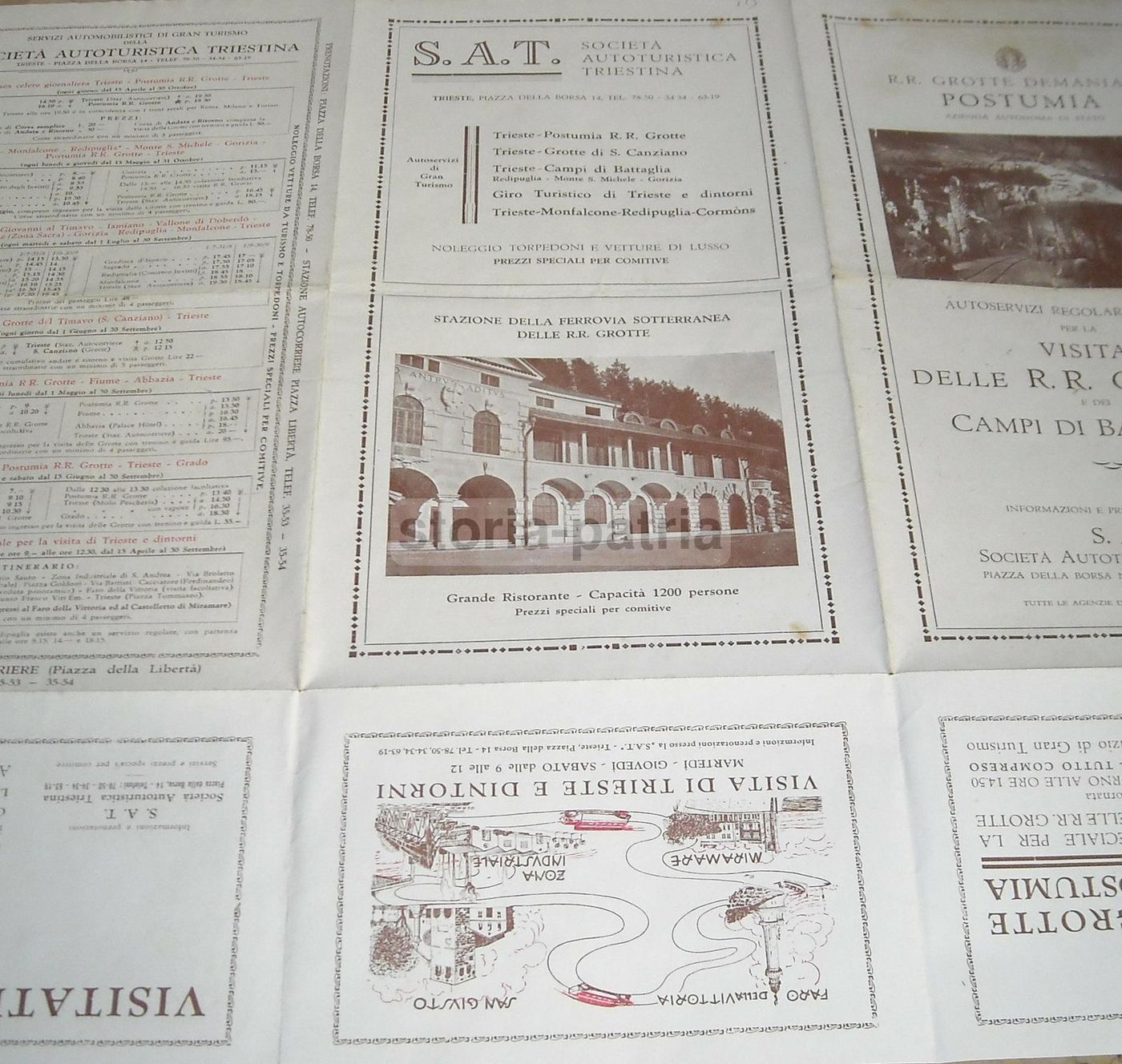 Depliant Grotte Di Postumia Autoservizi SAT Trieste Isonzo, 1932