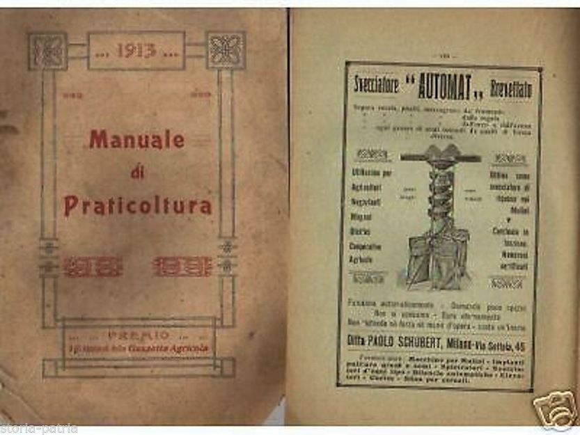 Manuale Di Praticoltura Ingegnoli 1913 Con Pubblicità Macchine