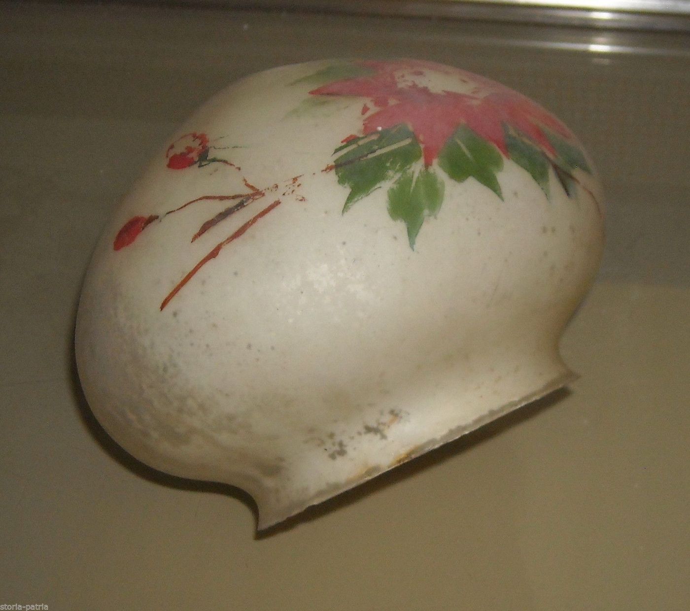 Coppa Per Lampada In Vetro Decorato Floreale, Epoca Liberty, Anni '20