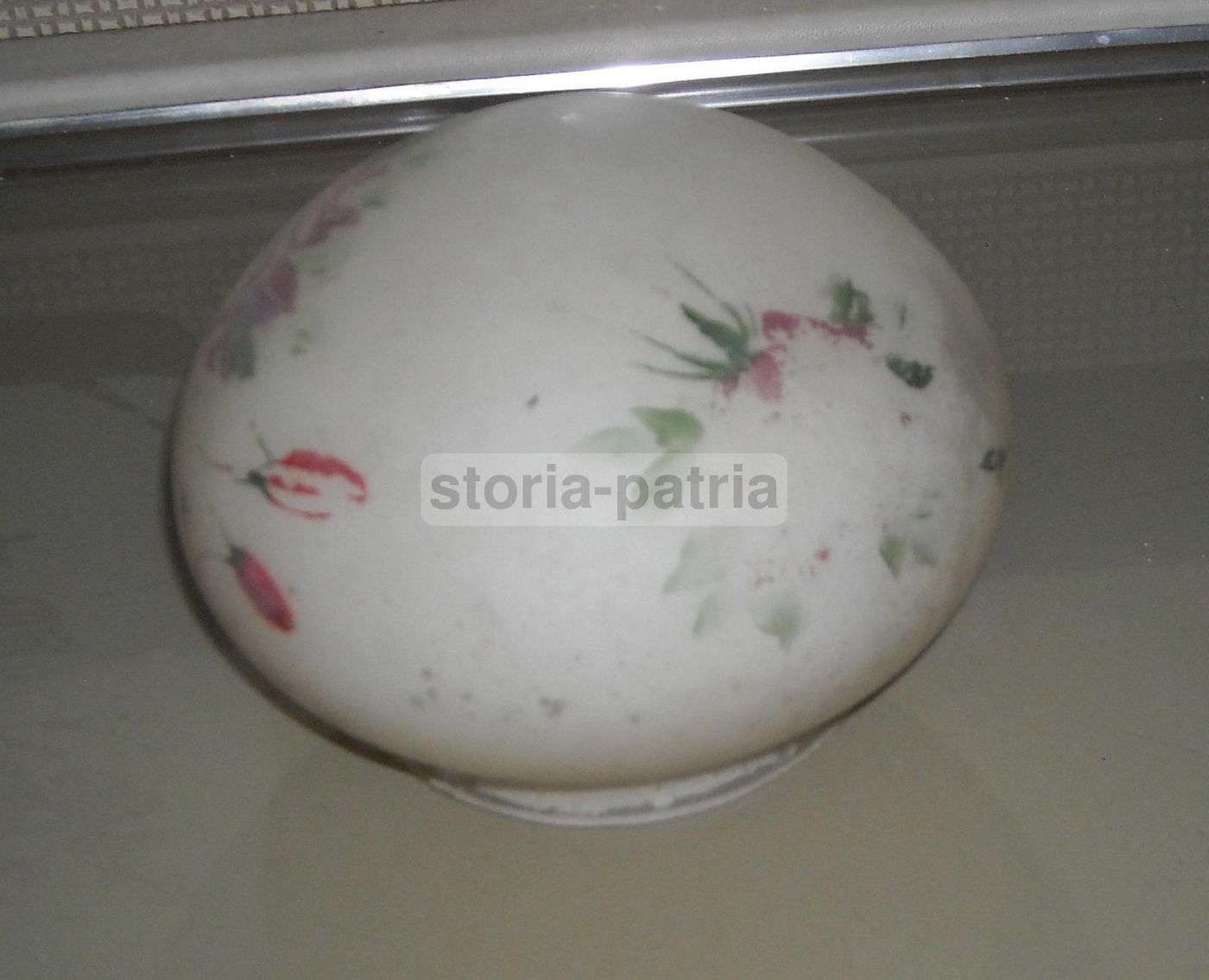 Coppa Per Lampada In Vetro Decorato Floreale, Epoca Liberty, Anni '20
