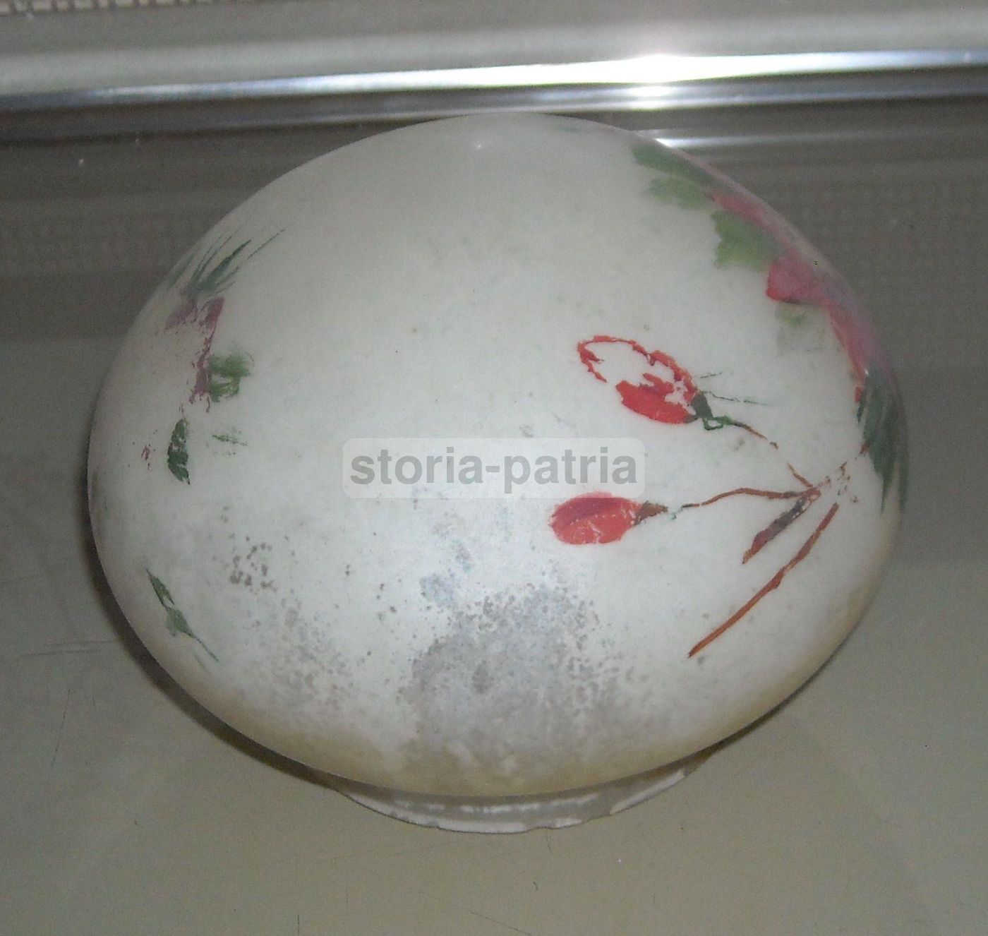 Coppa Per Lampada In Vetro Decorato Floreale, Epoca Liberty, Anni '20