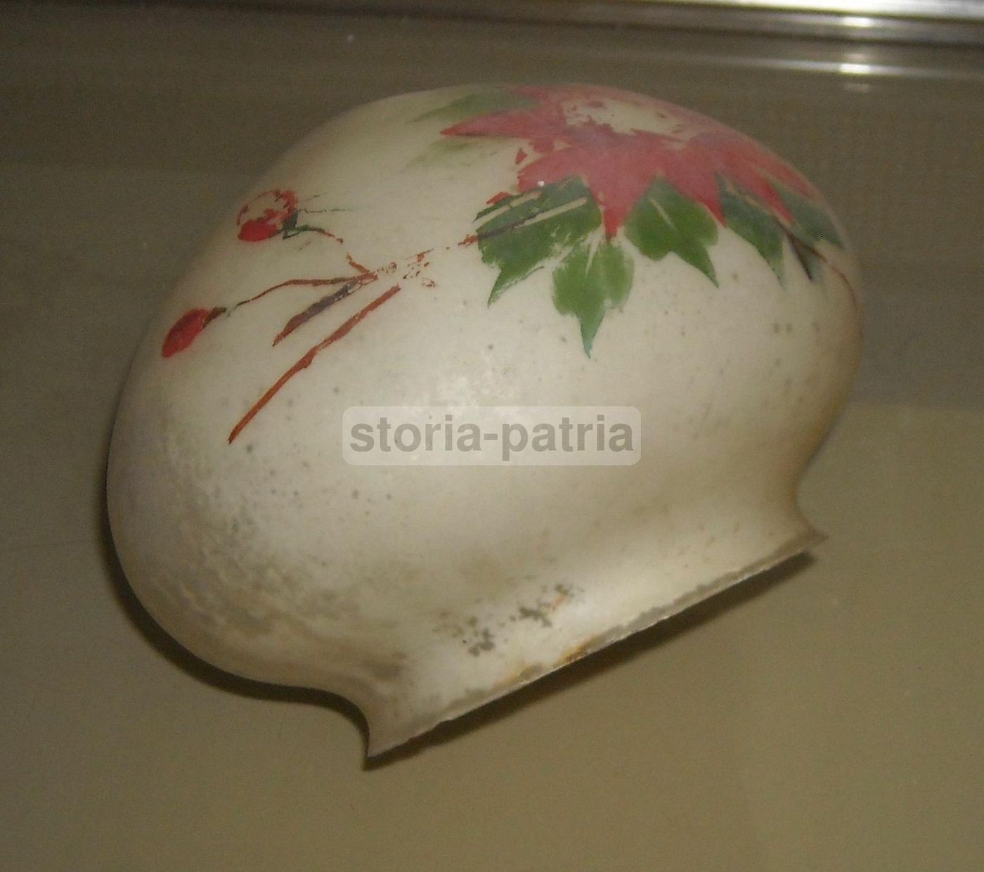 Coppa Per Lampada In Vetro Decorato Floreale, Epoca Liberty, Anni '20