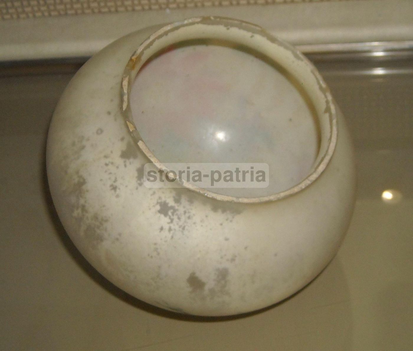 Coppa Per Lampada In Vetro Decorato Floreale, Epoca Liberty, Anni '20
