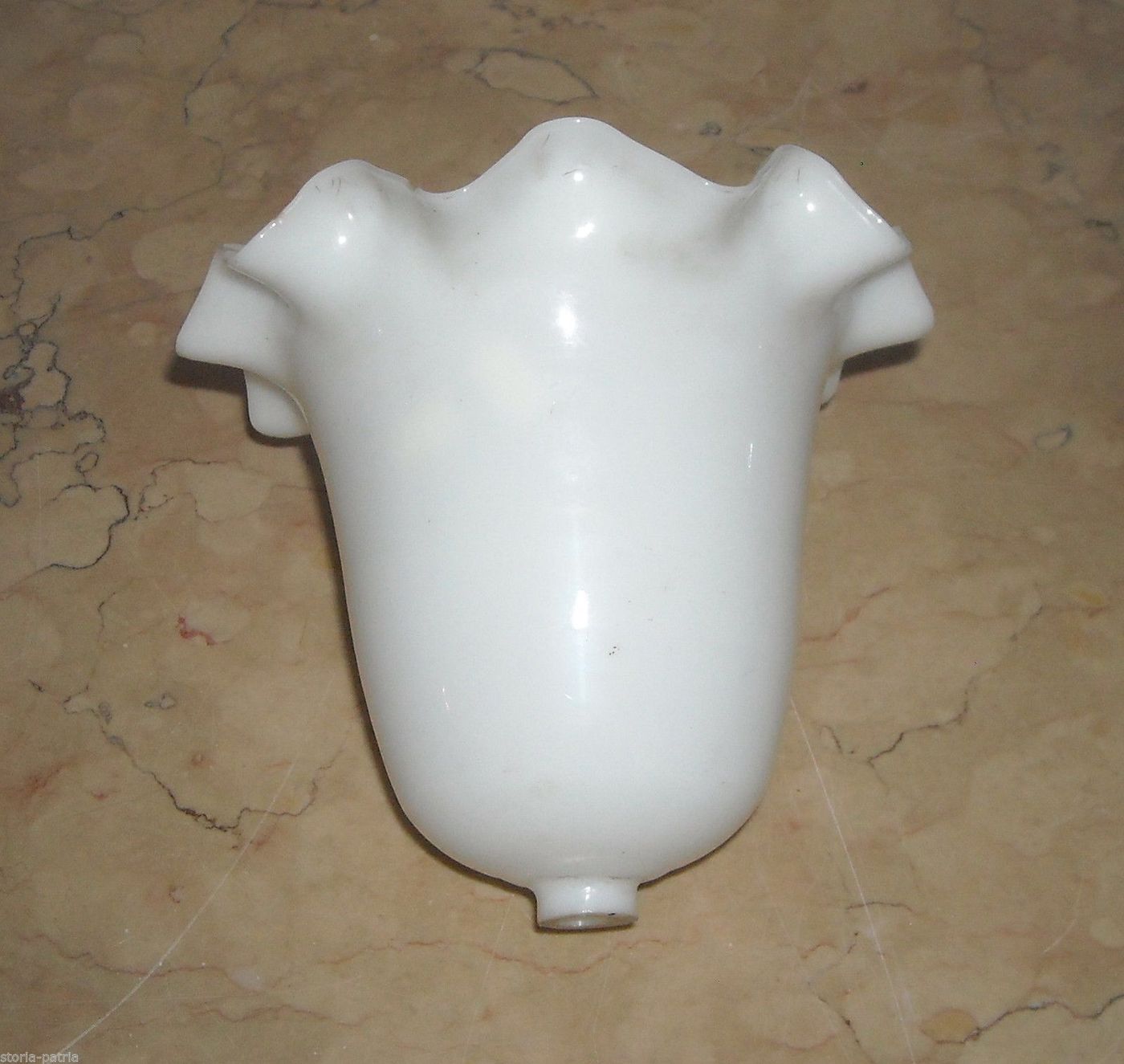Coppa Lampada In Vetro Opalino Bianco, Stile Liberty, Anni '20