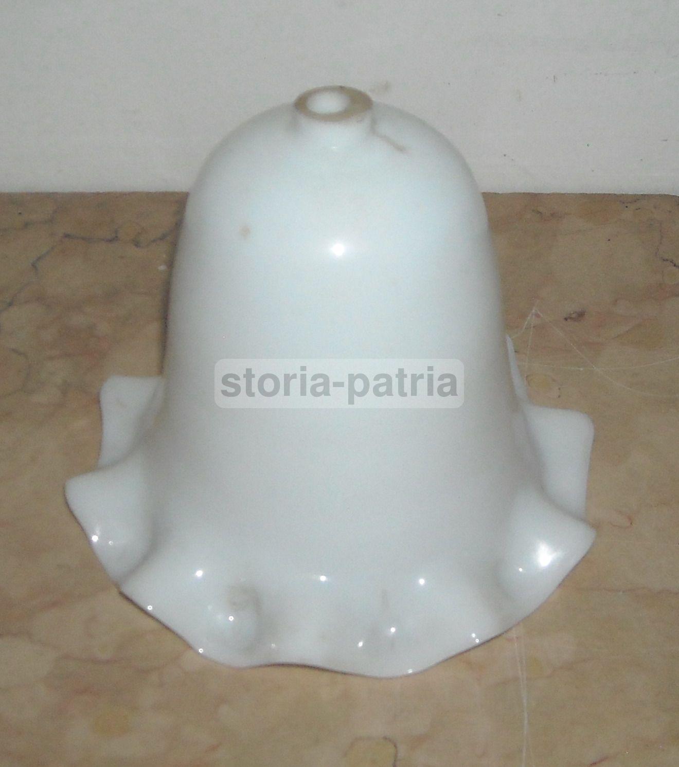 Coppa Lampada In Vetro Opalino Bianco, Stile Liberty, Anni '20