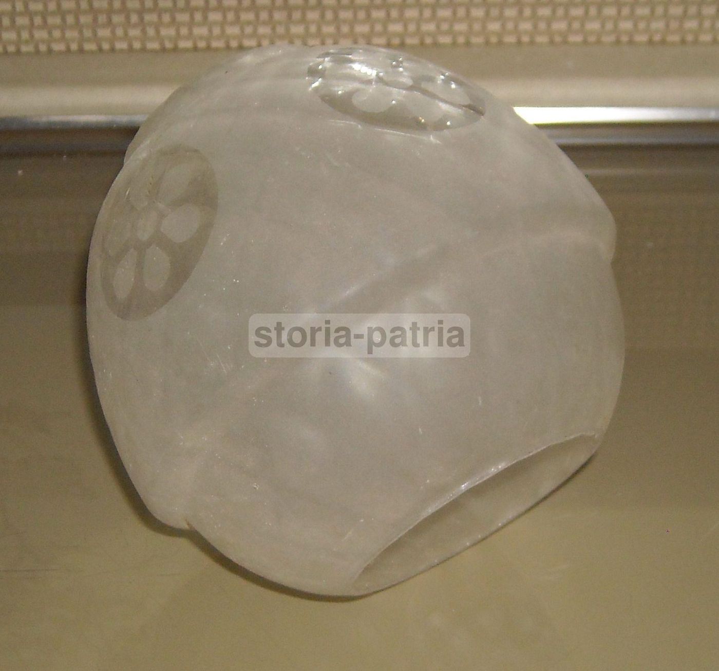 Coppa Per Lampada In Vetro Decorato Anni '30 '50 Stile Floreale