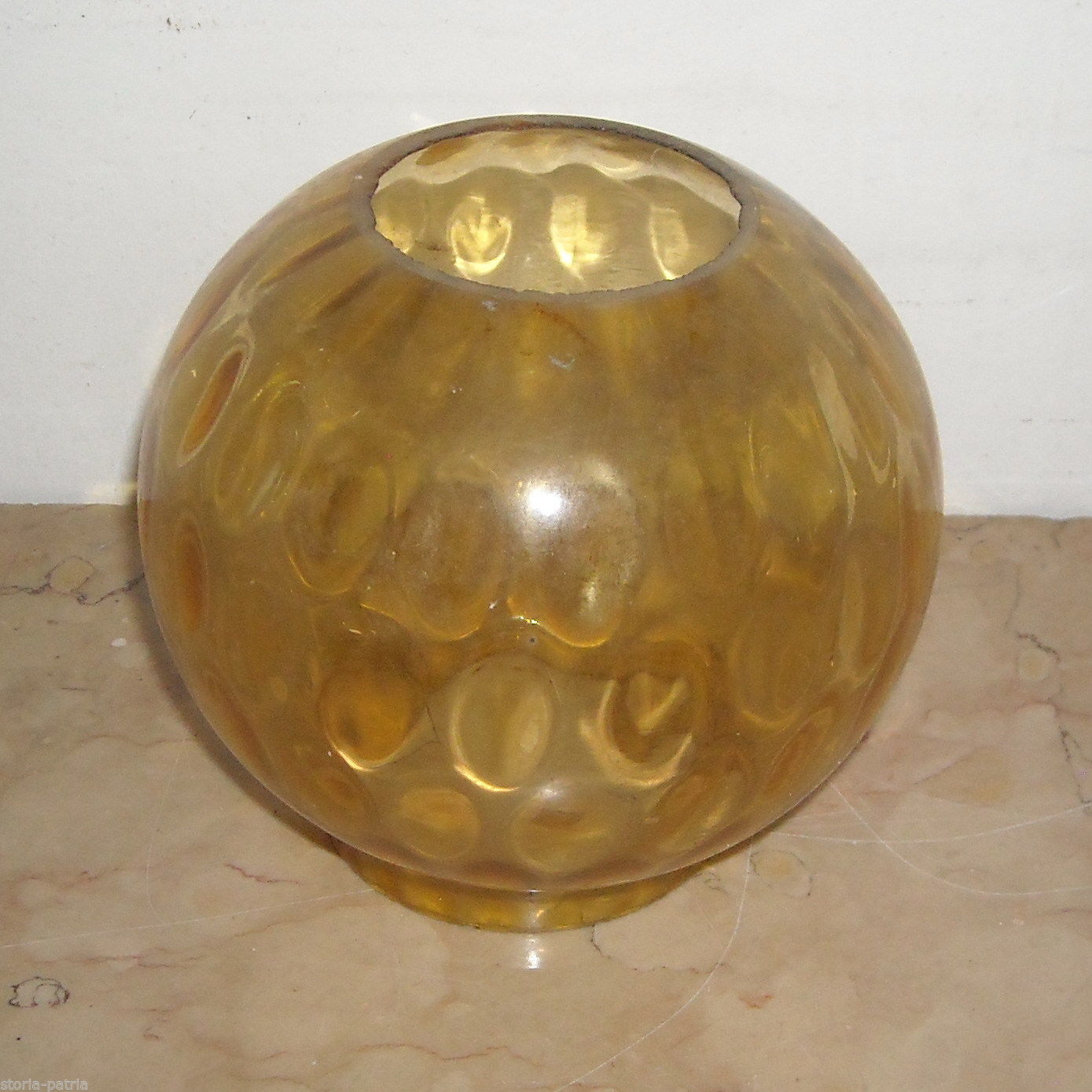 Coppa Per Lampada In Vetro Giallo Ambra Anni '20 '30