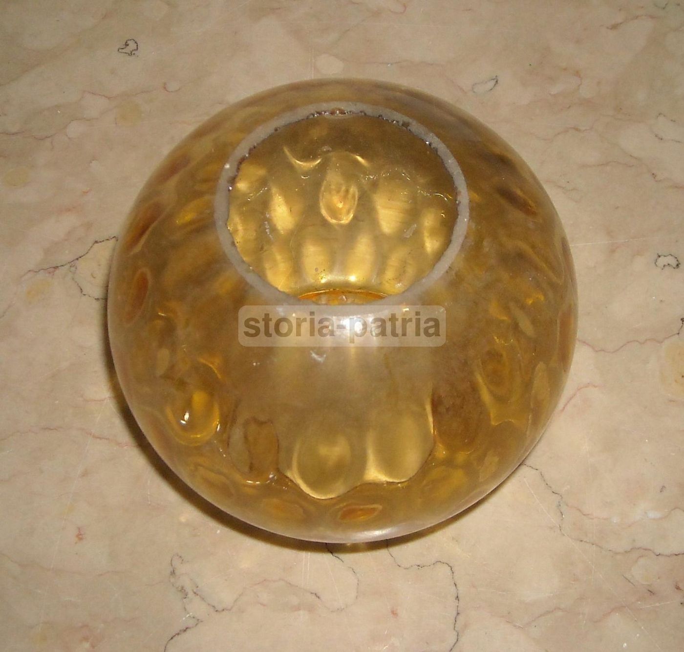 Coppa Per Lampada In Vetro Giallo Ambra Anni '20 '30