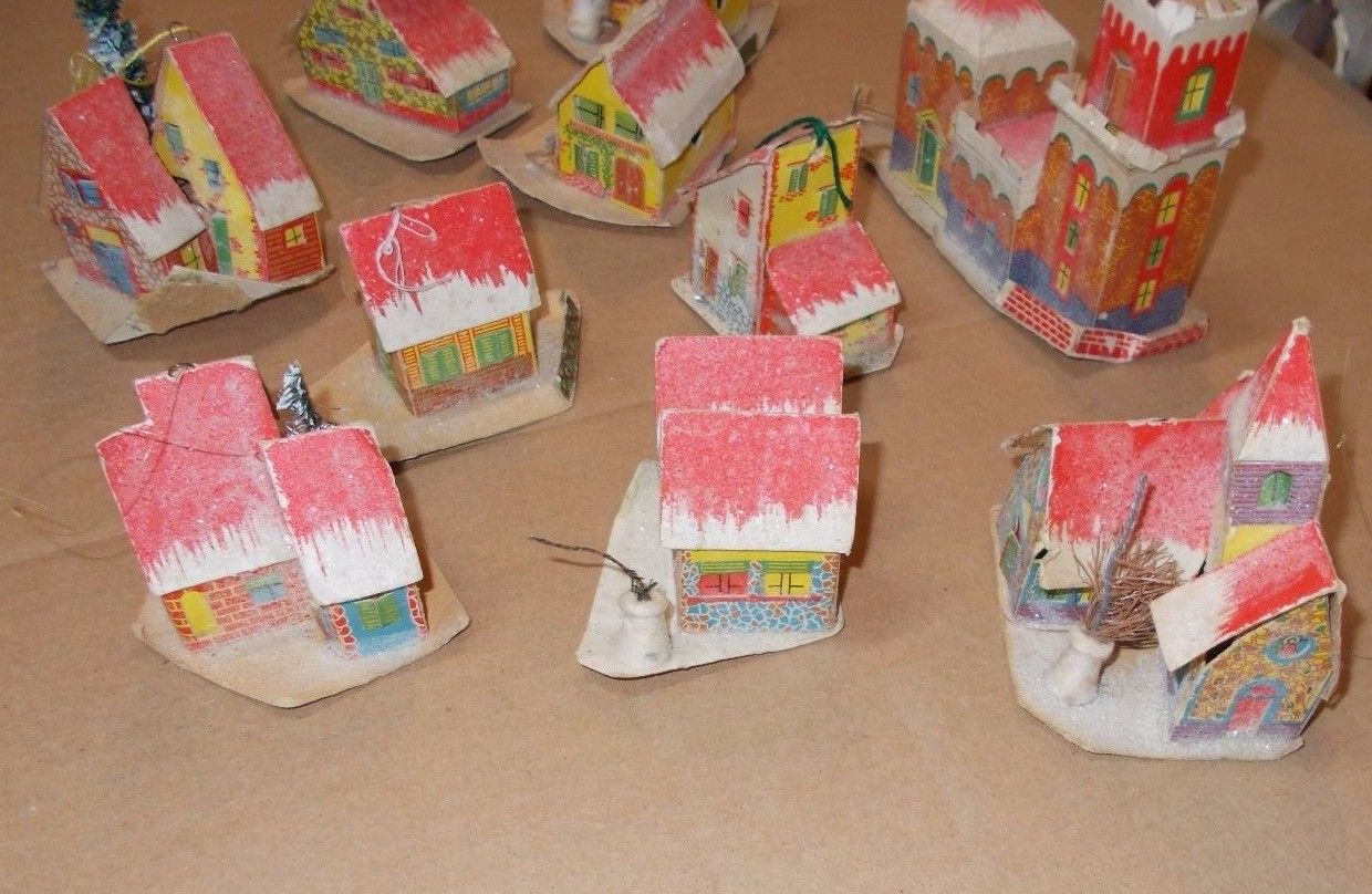 10 Casette Per Presepe Vintage In Cartone, Anni '30 '60