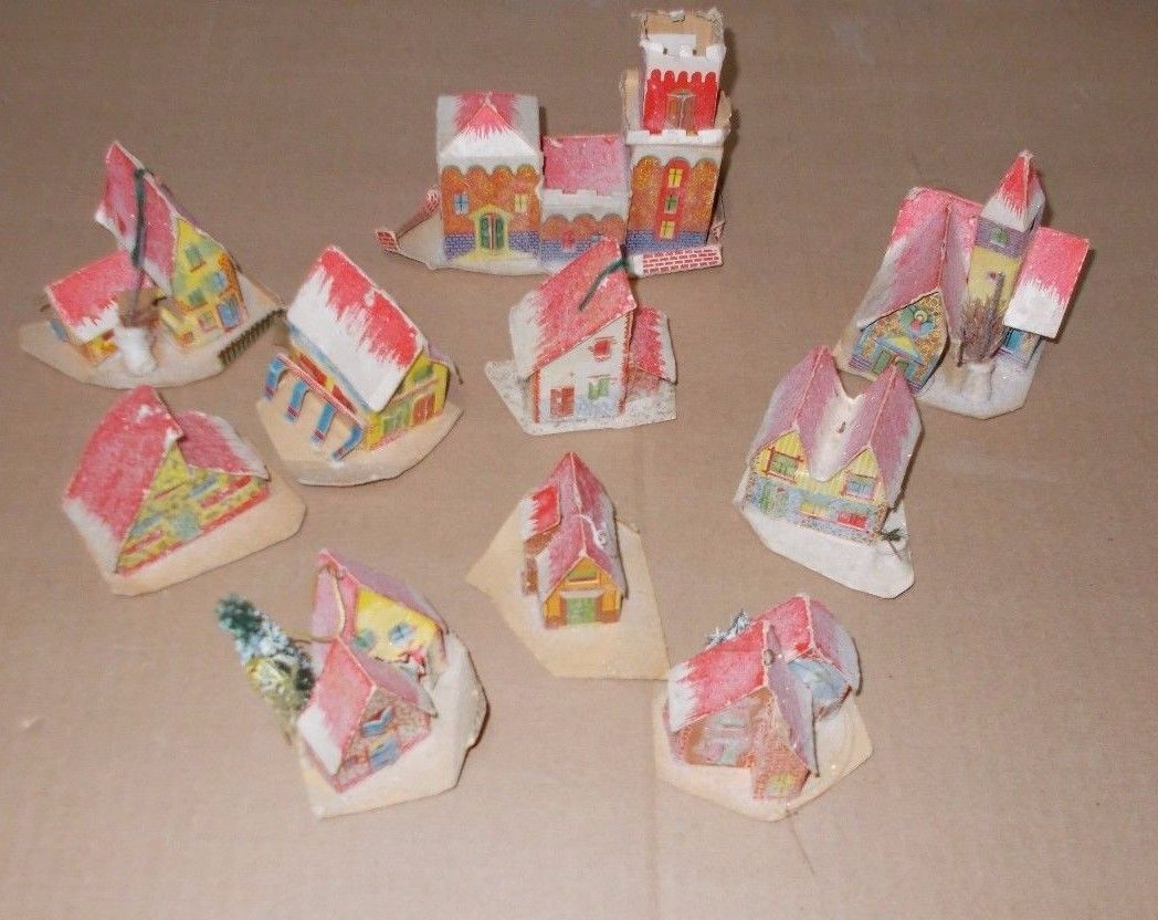 10 Casette Per Presepe Vintage In Cartone, Anni '30 '60