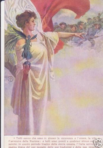 Cartolina Prestito Nazionale Con Allegoria Italia E Bersaglieri