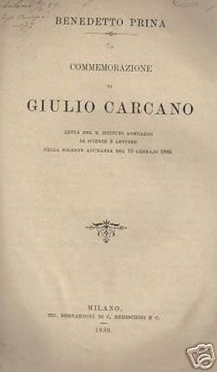 Commemorazione Di Giulio Carcano Di Benedetto Prina (1889)