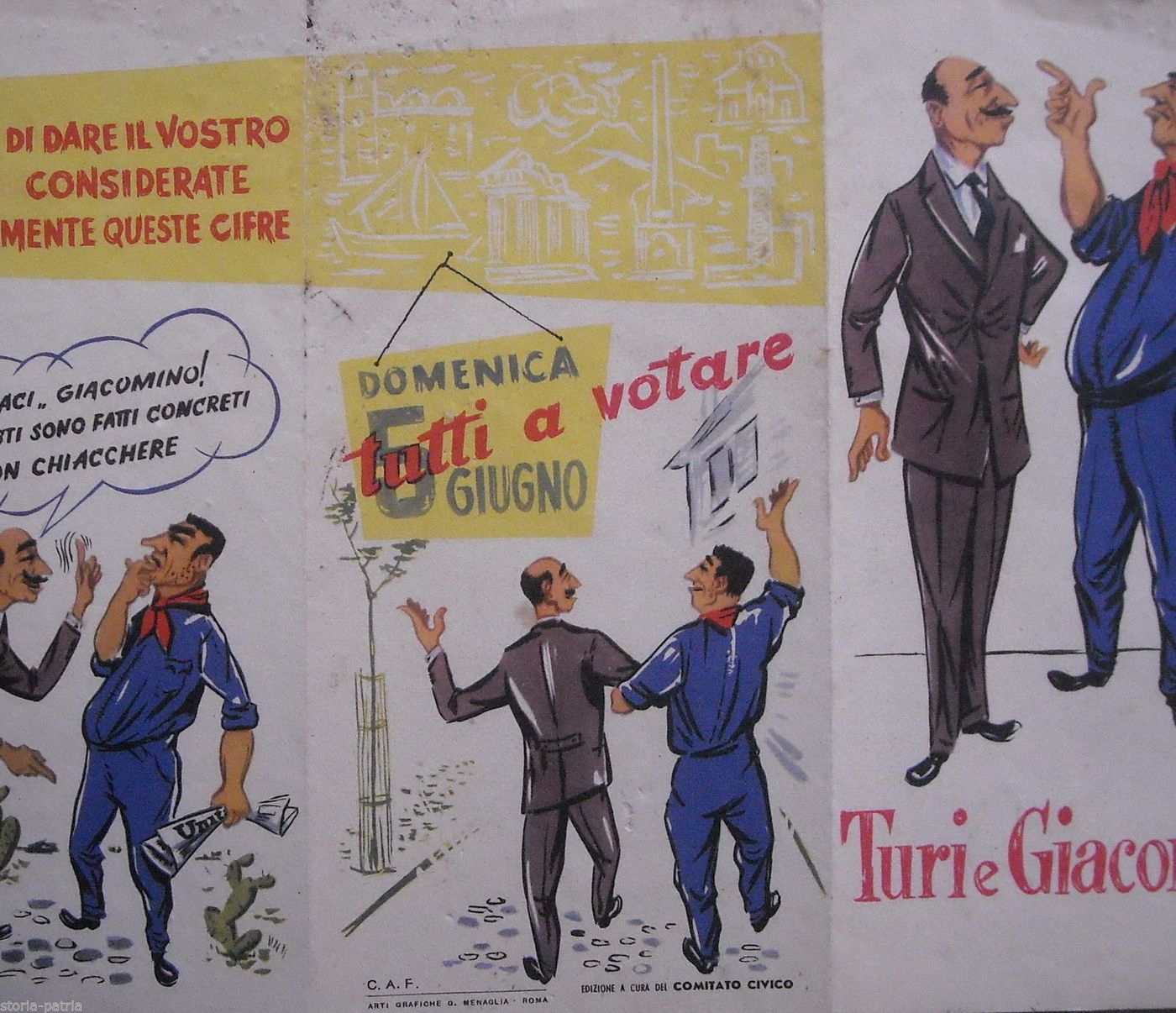 Depliant Propaganda Elettorale Comitato Civico Sicilia Anni '50