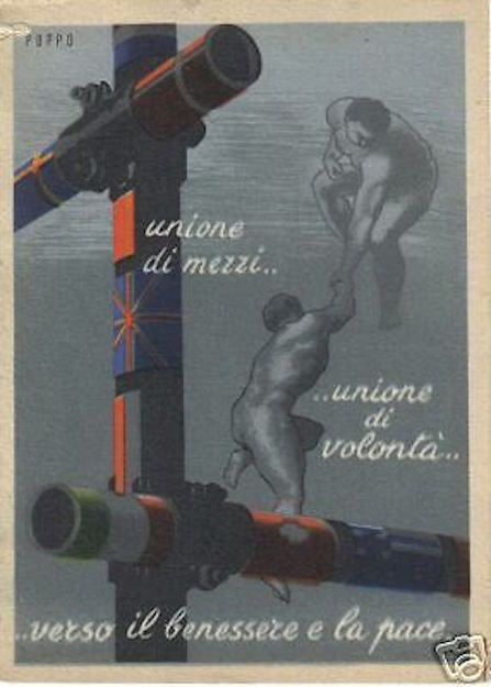 Cartolina Puppo Apollon Roma Allegoria Benessere Pace Anni '40
