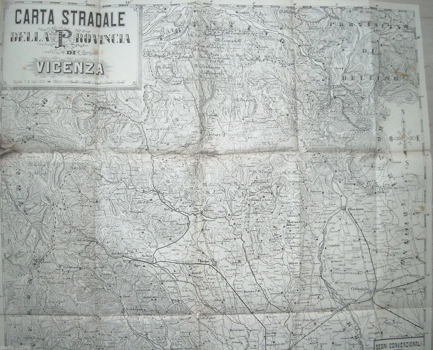 Carta Stradale Della Provincia Di Vicenza, 1888