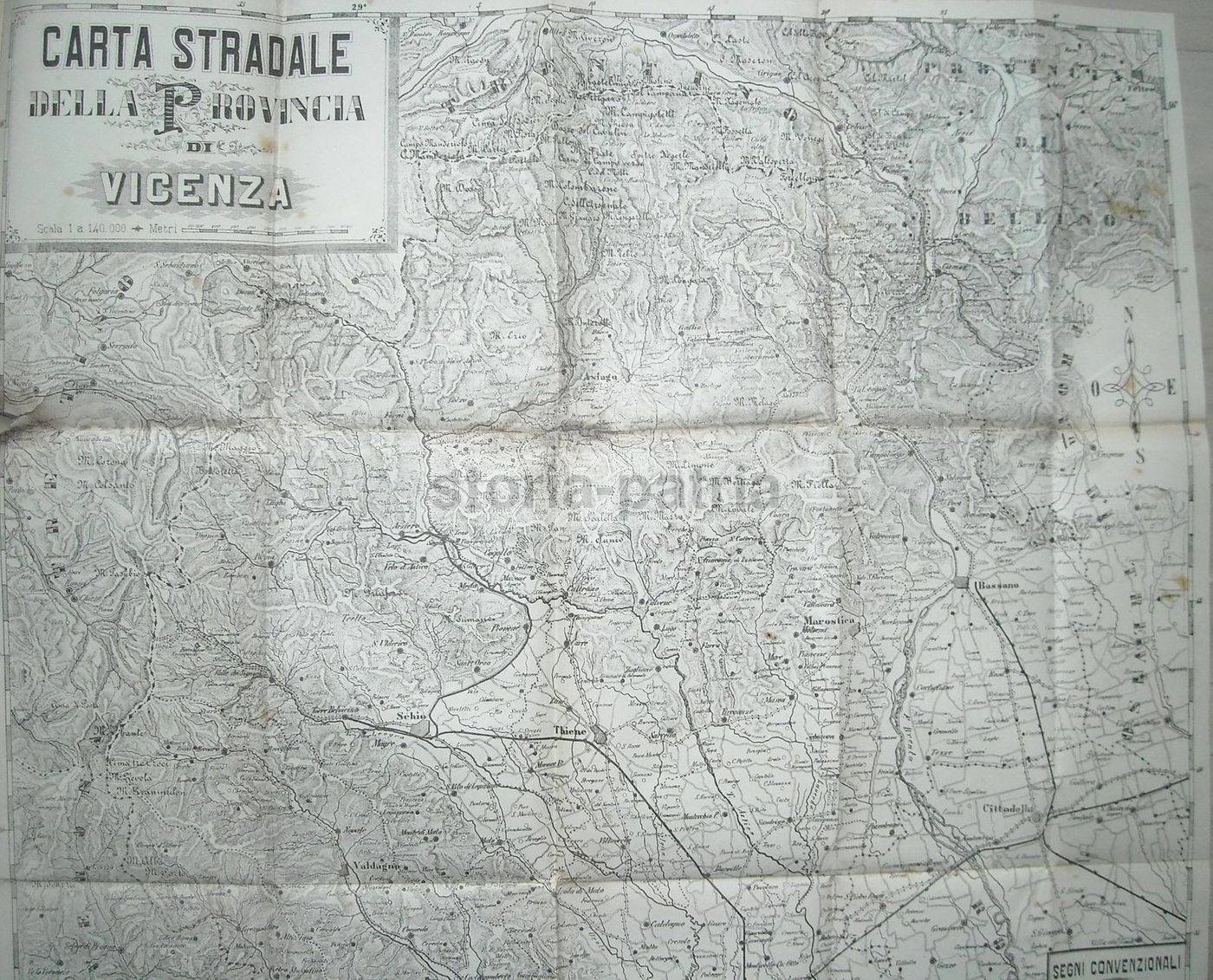Carta Stradale Della Provincia Di Vicenza, 1888