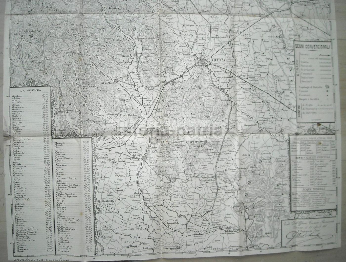 Carta Stradale Della Provincia Di Vicenza, 1888