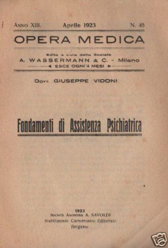Fondamenti Di Assistenza Psichiatrica Di Giuseppe Vidoni, 1923