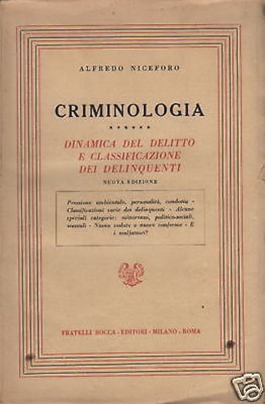 Criminologia Di Alfredo Niceforo (1954)