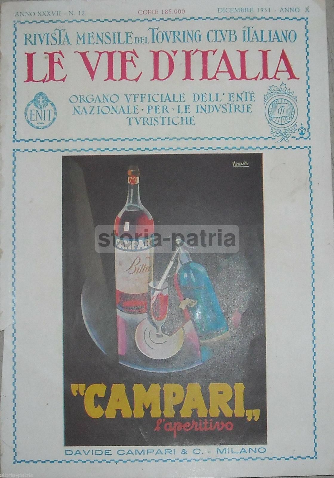 Pubblicità Campari Nizzoli 1931 Stampa d'Epoca TCI Con Odol Erba