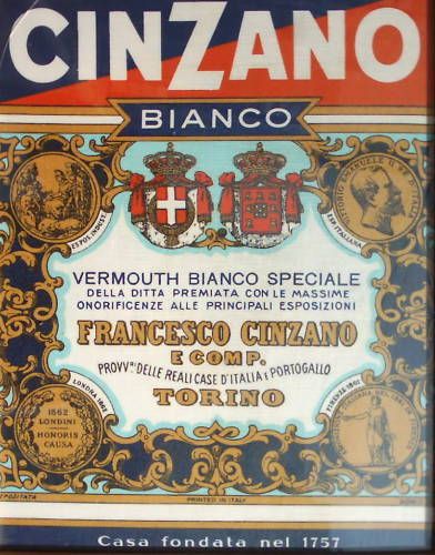 Stampa Pubblicitaria Cinzano Bianco Su Tessuto, Anni '70
