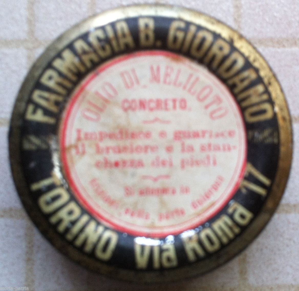 Scatola In Latta Farmacia Giordano, Torino Olio Di Meliloto, Anni '20 '30
