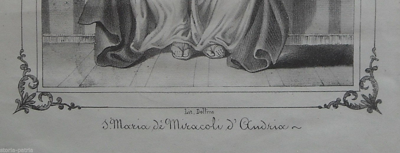 Stampa Madonna Dei Miracoli, Andria, Puglia. Litografia Dell'800, Dolfino