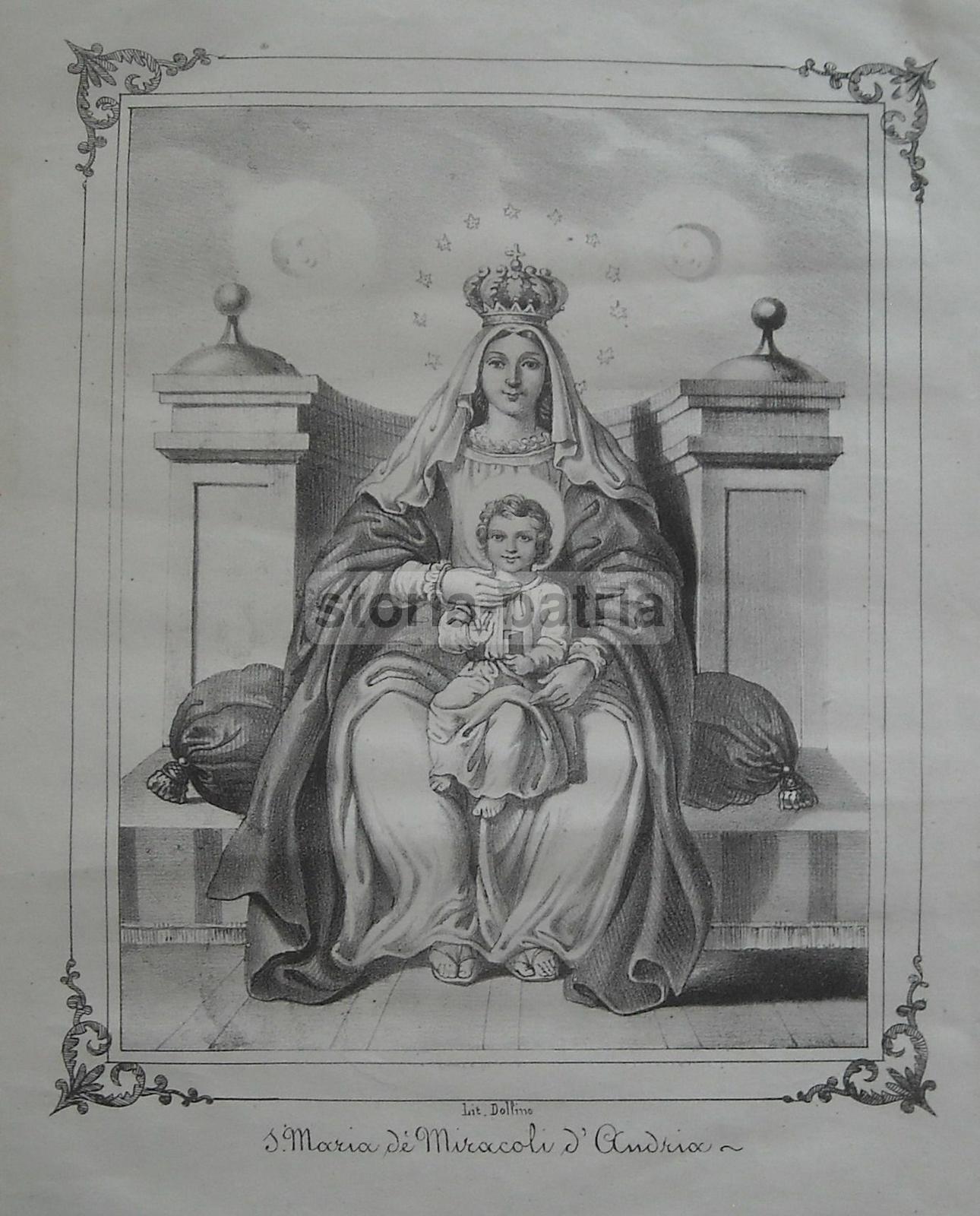 Stampa Madonna Dei Miracoli, Andria, Puglia. Litografia Dell'800, Dolfino