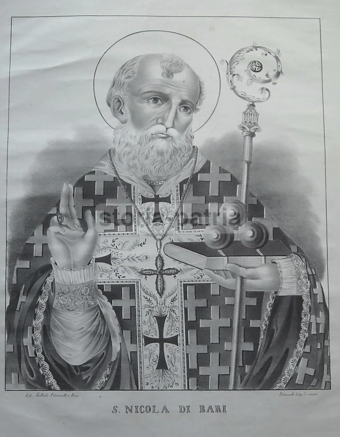 Lithograph of Saint Nicholas of Bari, Petruzzelli, Mid-19th Century