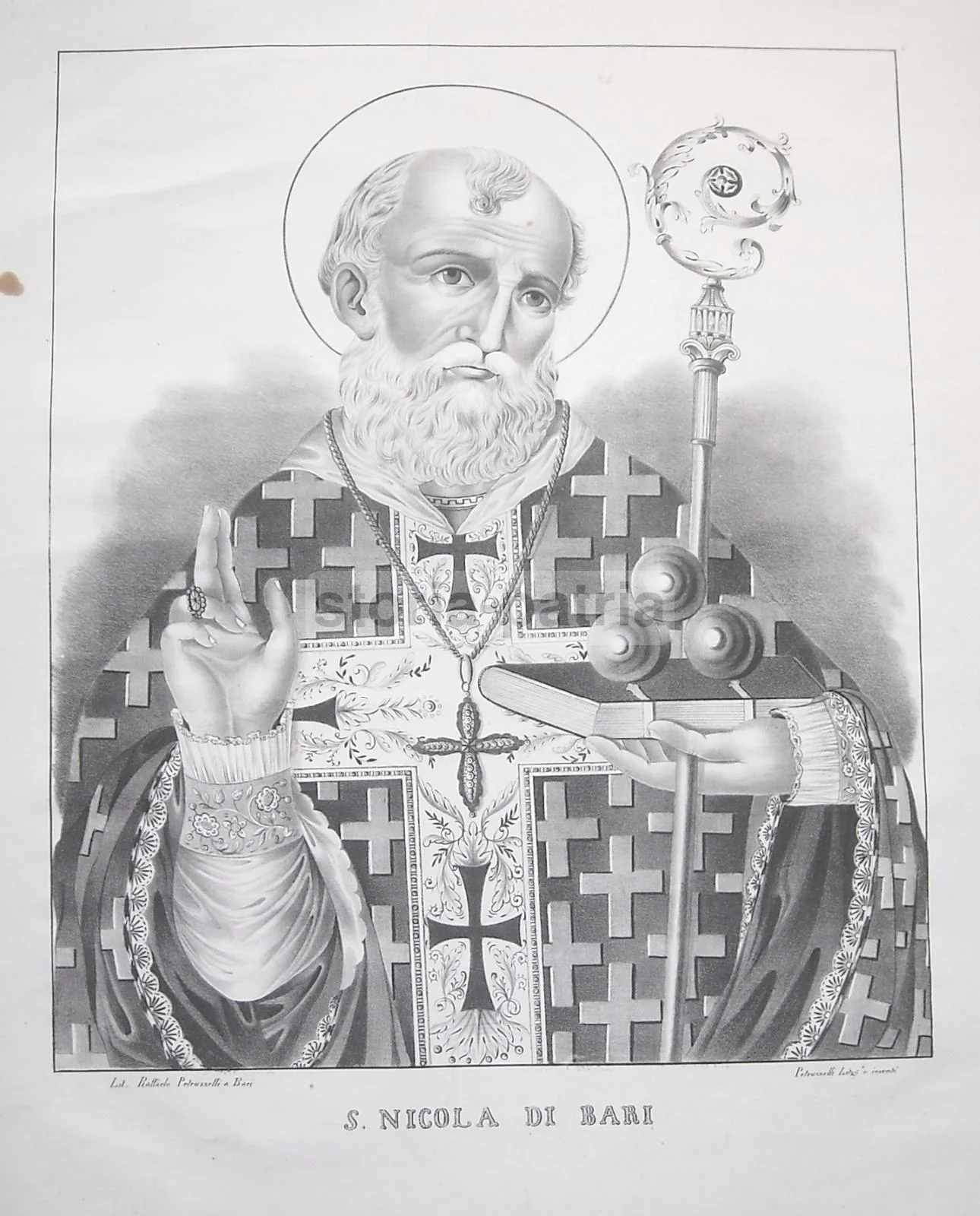 Lithograph of Saint Nicholas of Bari, Petruzzelli, Mid-19th Century