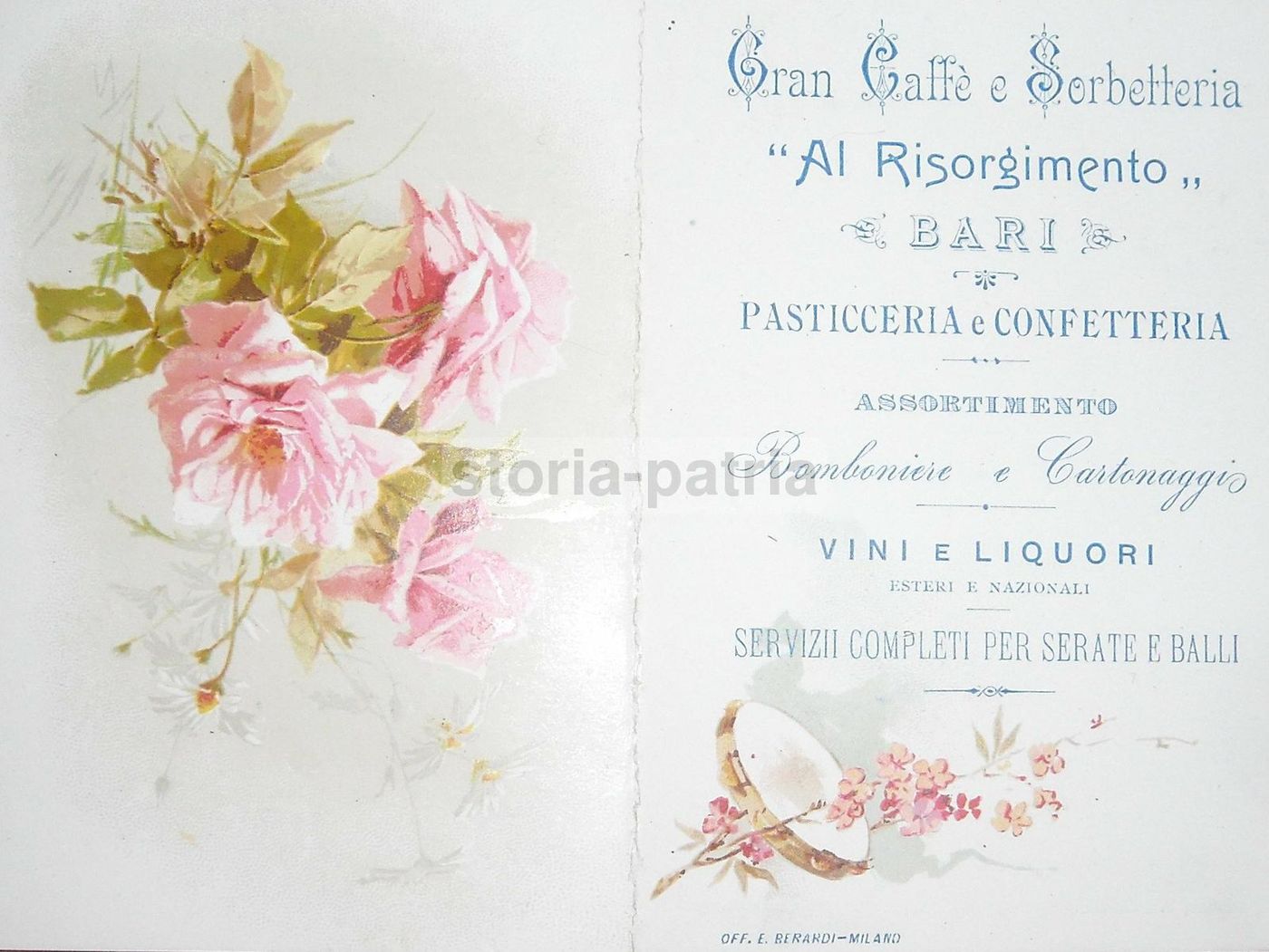 Pieghevole Pubblicitario Gran Caffè Risorgimento Bari 1898