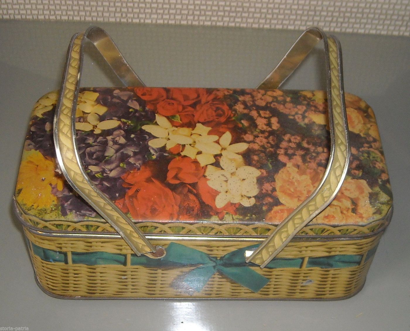 Scatola Pubblicitaria Caramelle Sica Bari Vintage Latta Floreale