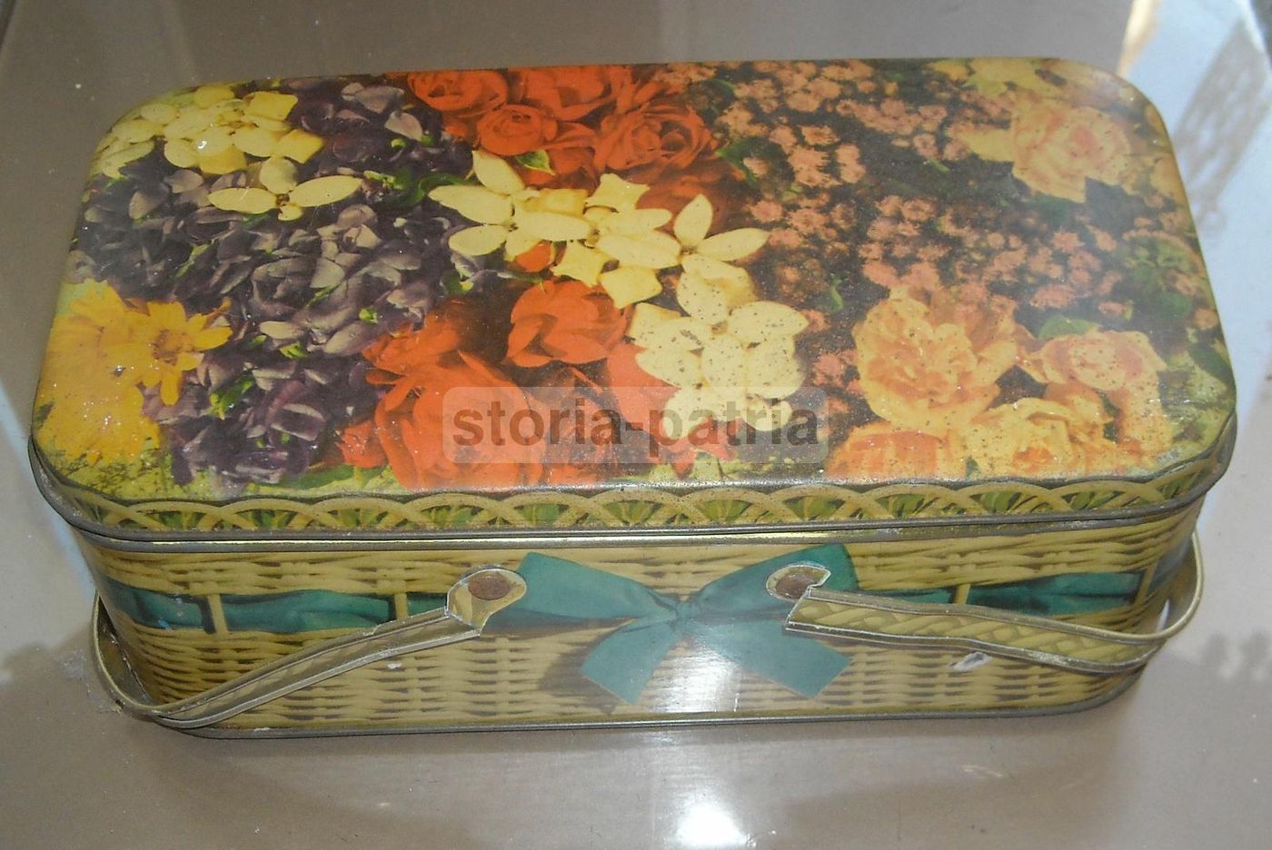 Scatola Pubblicitaria Caramelle Sica Bari Vintage Latta Floreale