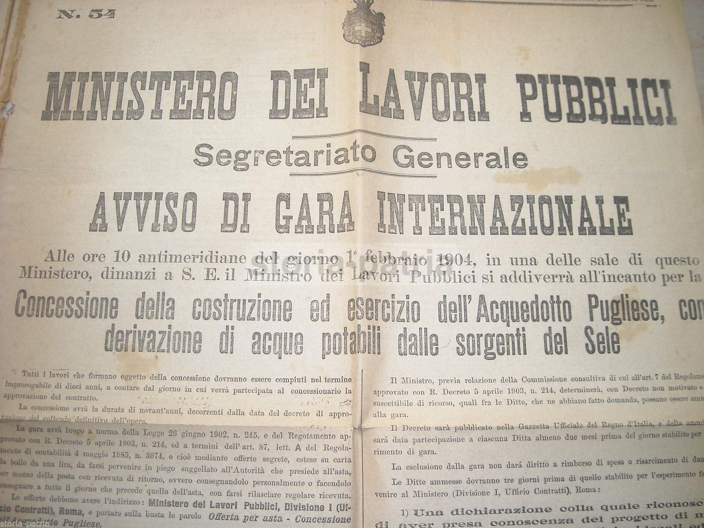 Bando Gara Acquedotto Pugliese 1903, Ministro Balenzano, Il Giornale d'Italia