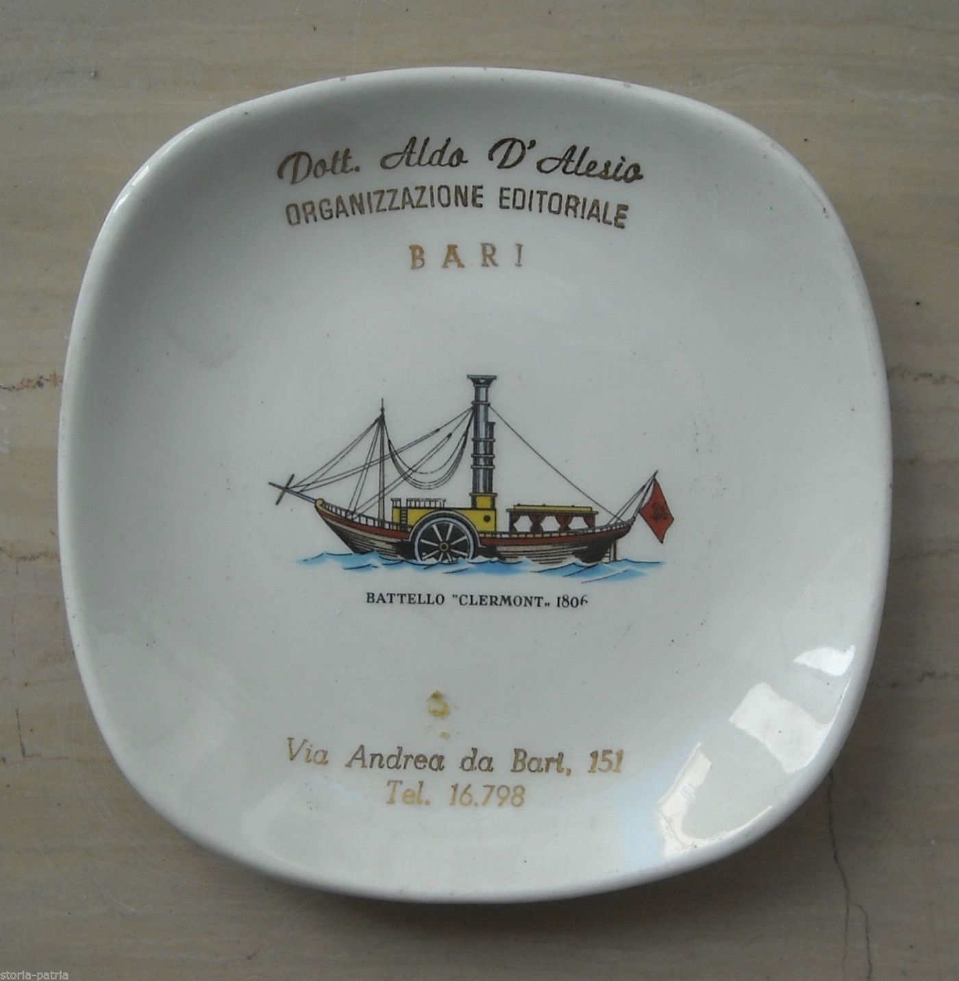 Posacenere In Ceramica 'Ceramica Imola' Con Nave Clermont