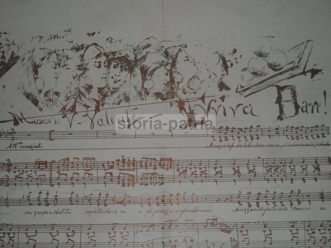Litografia Antica Evviva Bari Valente De Curtis San Nicola 1900