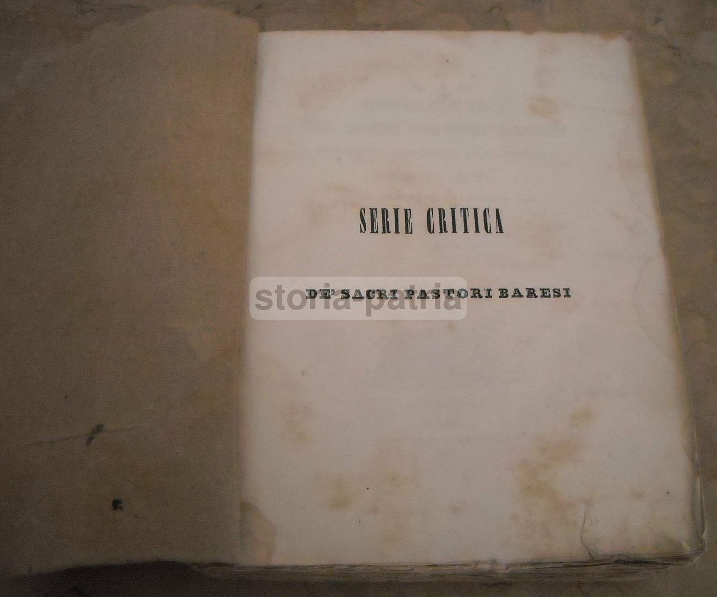 Serie Critica De' Sacri Pastori Baresi, Michele Garruba, 1844, Bari, Cannone