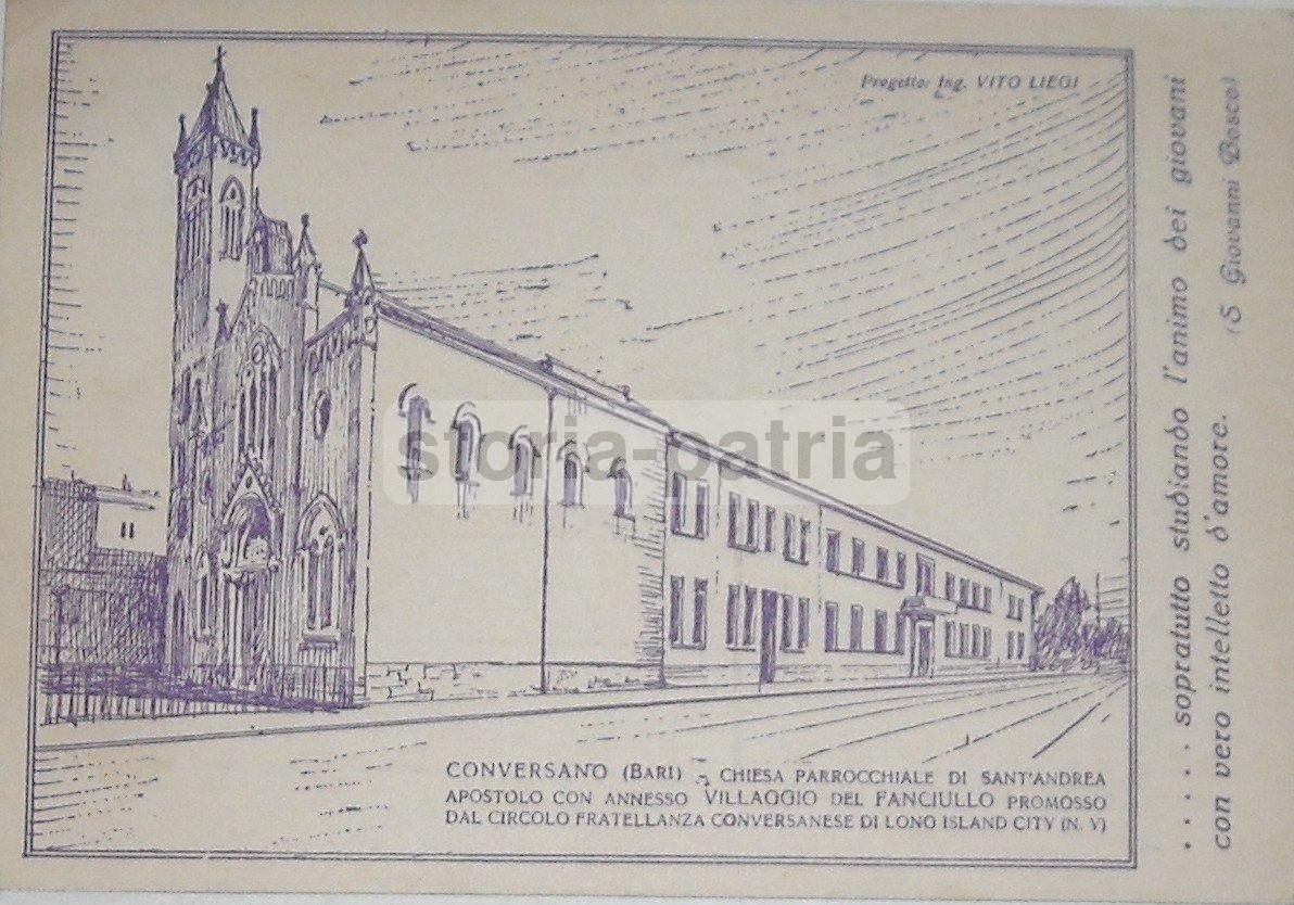 Cartolina Della Chiesa Di Sant'Andrea A Conversano (Bari), Progetto Di Vito Liegi, 1953