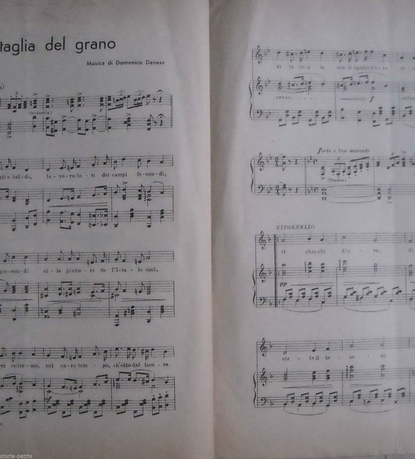 La Battaglia Del Grano: Spartito Per Inno, 1934   Piccarreta, Danese (Corato, Puglia)