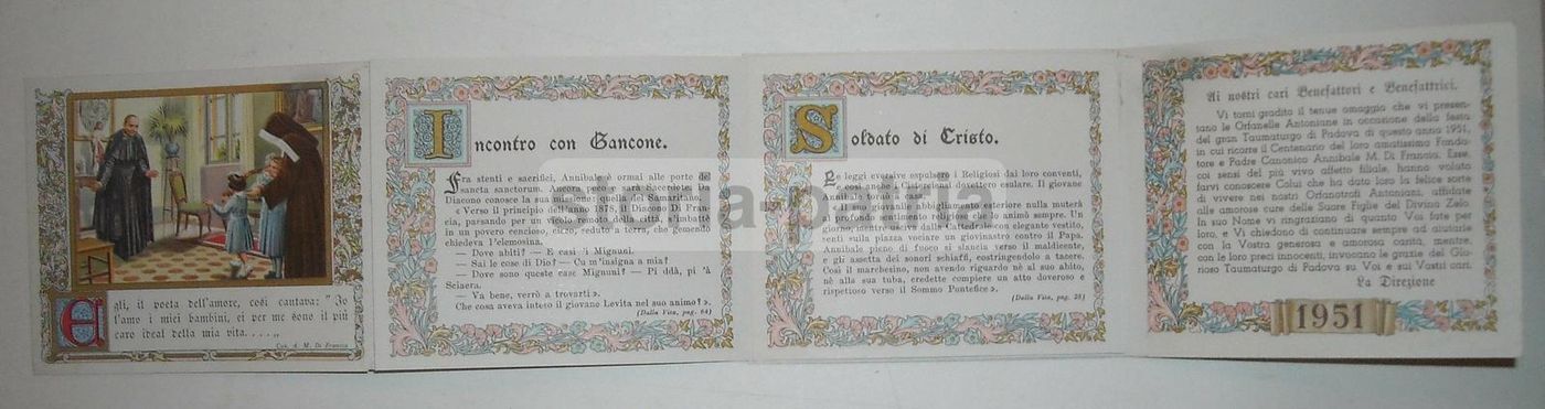 Depliant Centenario Canonico Annibale Di Francia 1851 1951, Corato