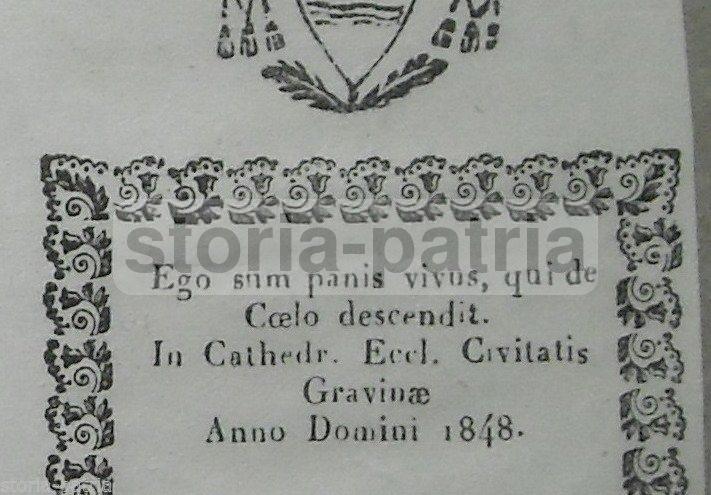 Stemma Araldico Canonico Pietro Bartilomo Gravina Puglia 1848