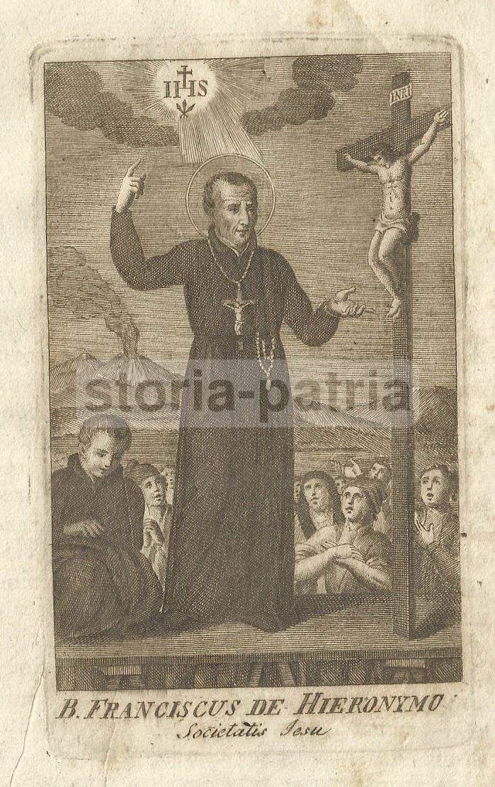 Stampa Devozionale Francesco De Geronimo Napoli Vesuvio 1820