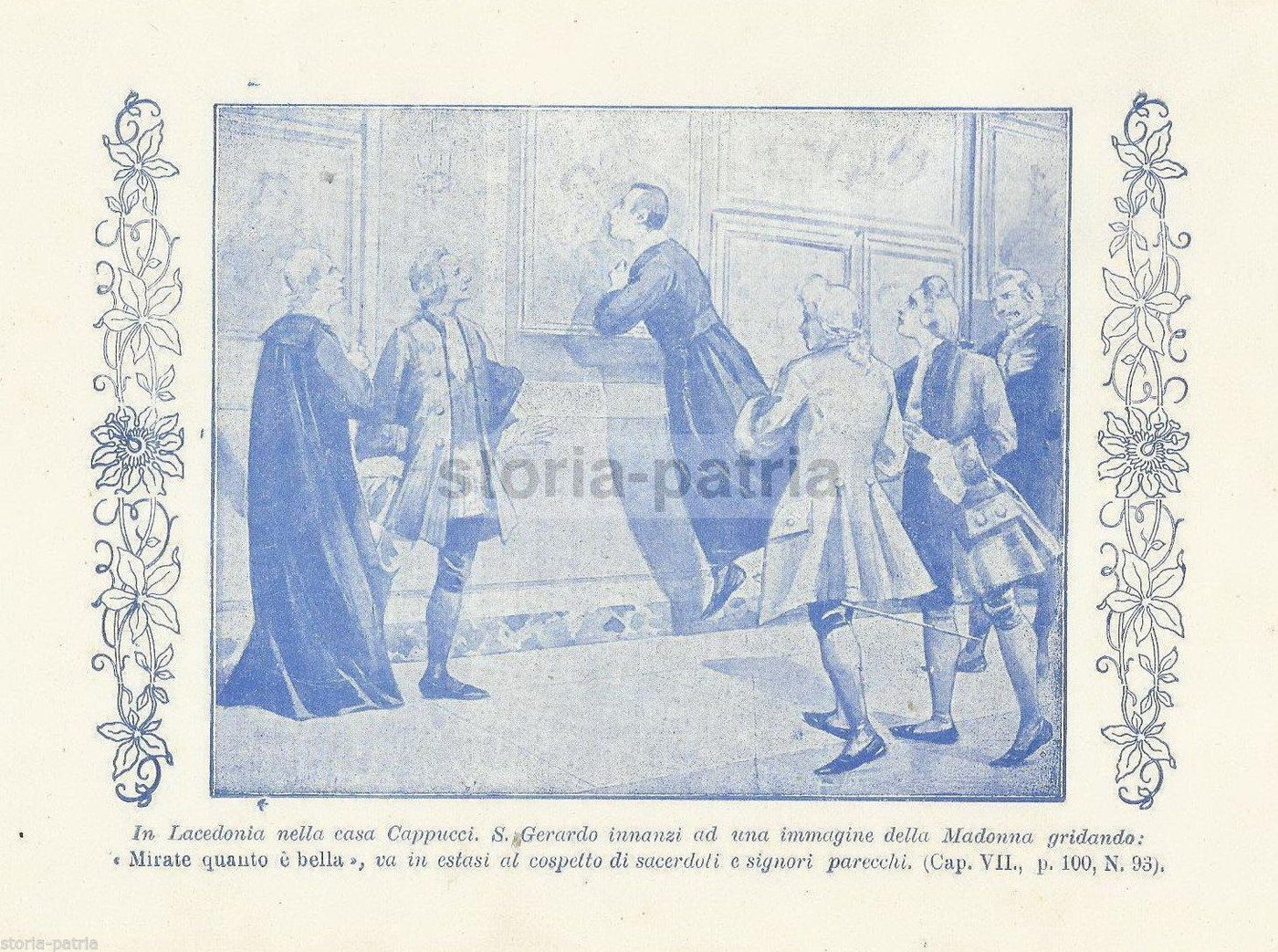 Stampa Devozionale San Gerardo Lacedonia, Estasi Davanti Alla Madonna, Anni '30