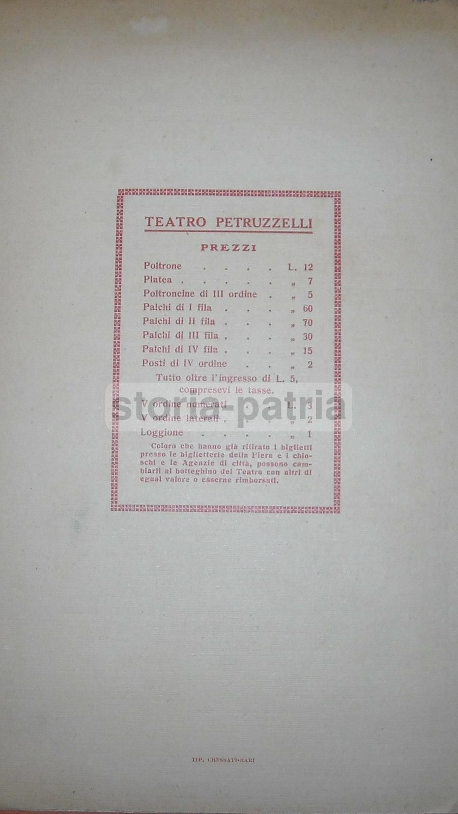 Programma Concerto Mascagni, Bari 1931, Fiera Del Levante, Teatro Petruzzelli