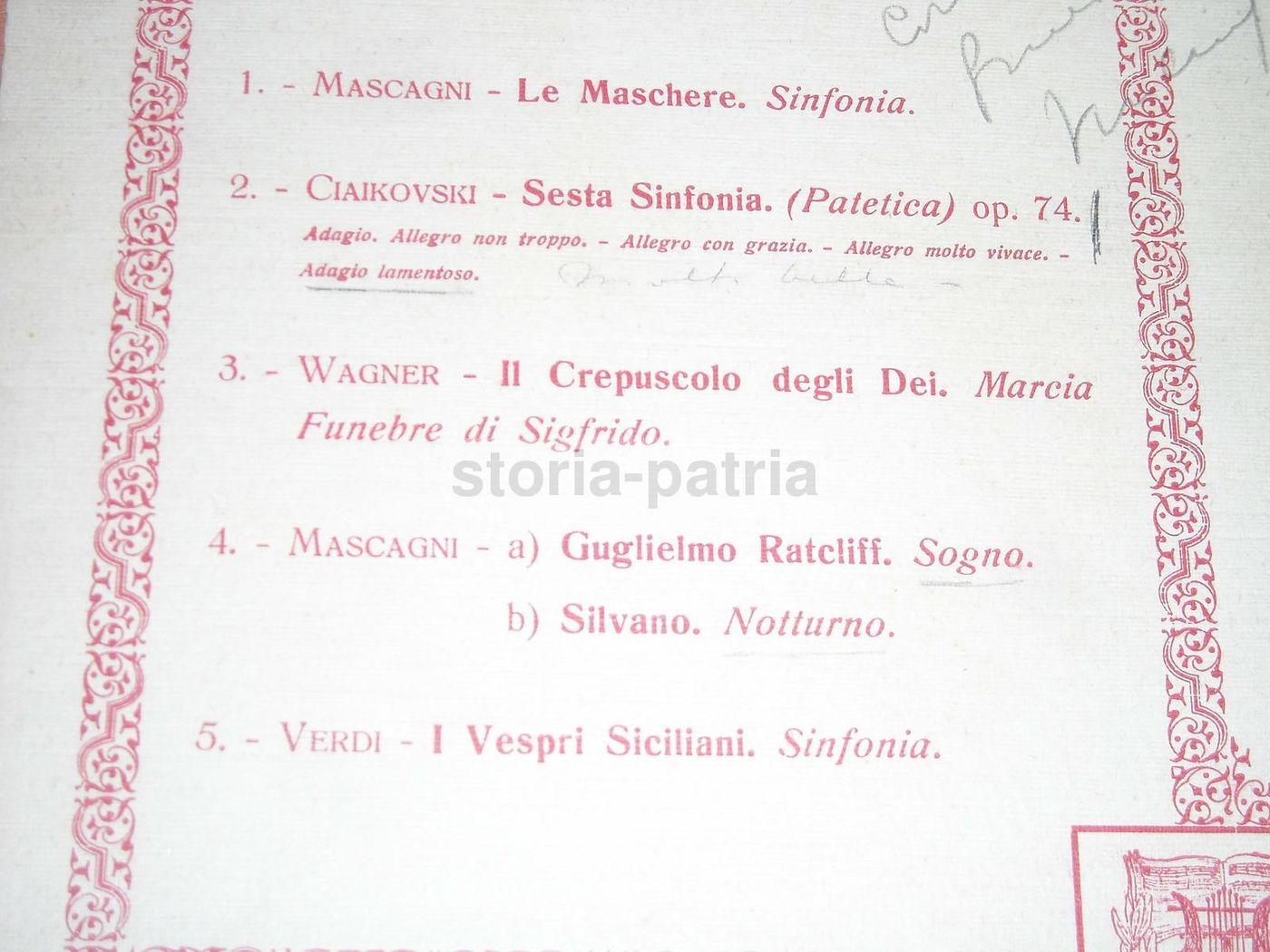 Programma Concerto Mascagni, Bari 1931, Fiera Del Levante, Teatro Petruzzelli
