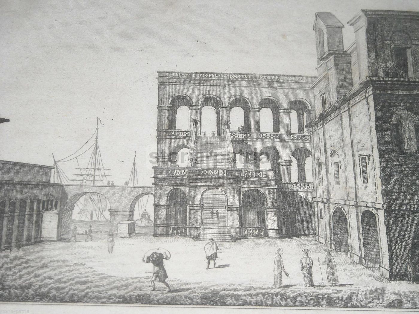 Abbazia Di San Vito A Polignano, Incisione Antica Di Sauvage, Puglia, 1850 Circa