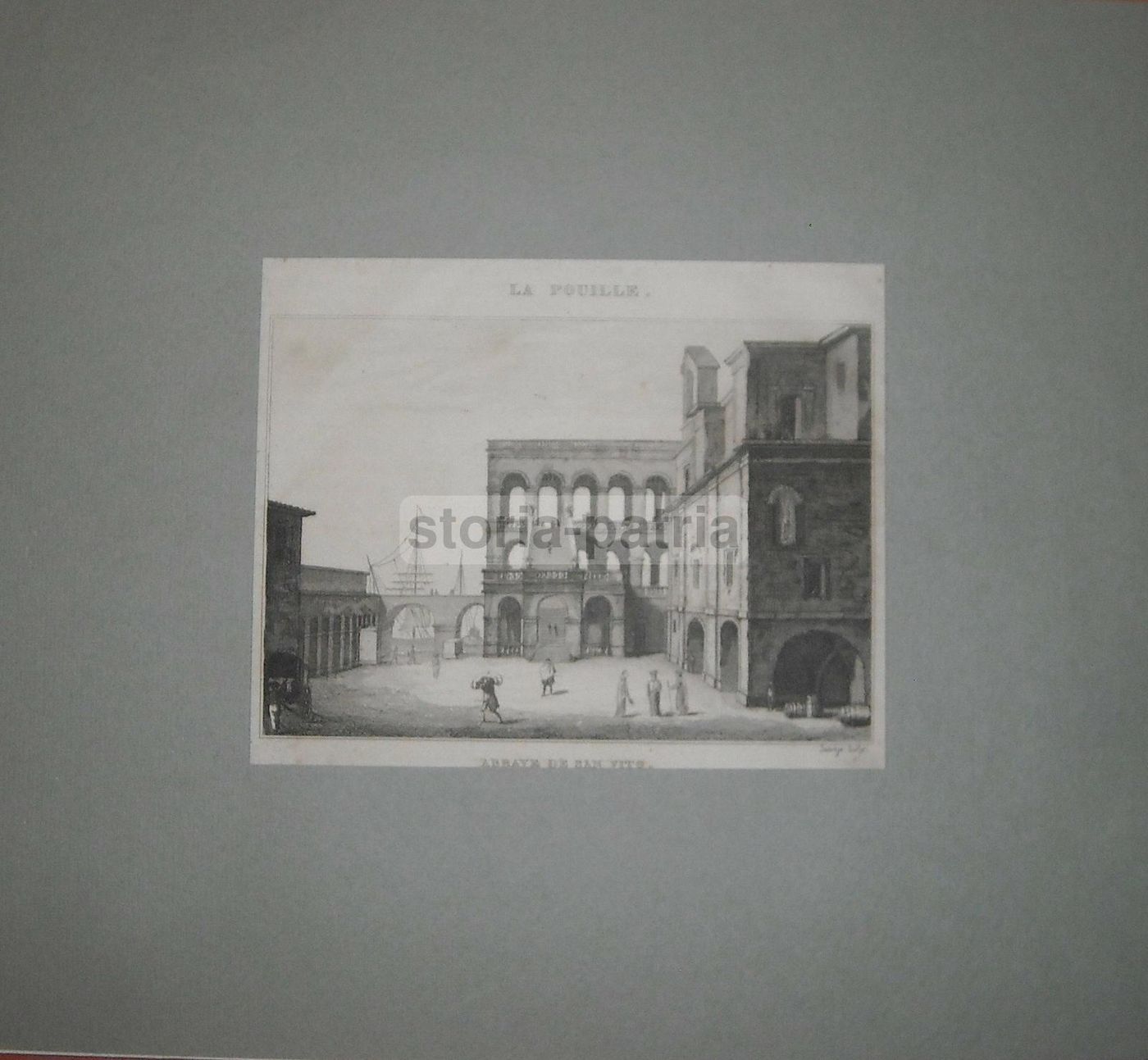 Abbazia Di San Vito A Polignano, Incisione Antica Di Sauvage, Puglia, 1850 Circa