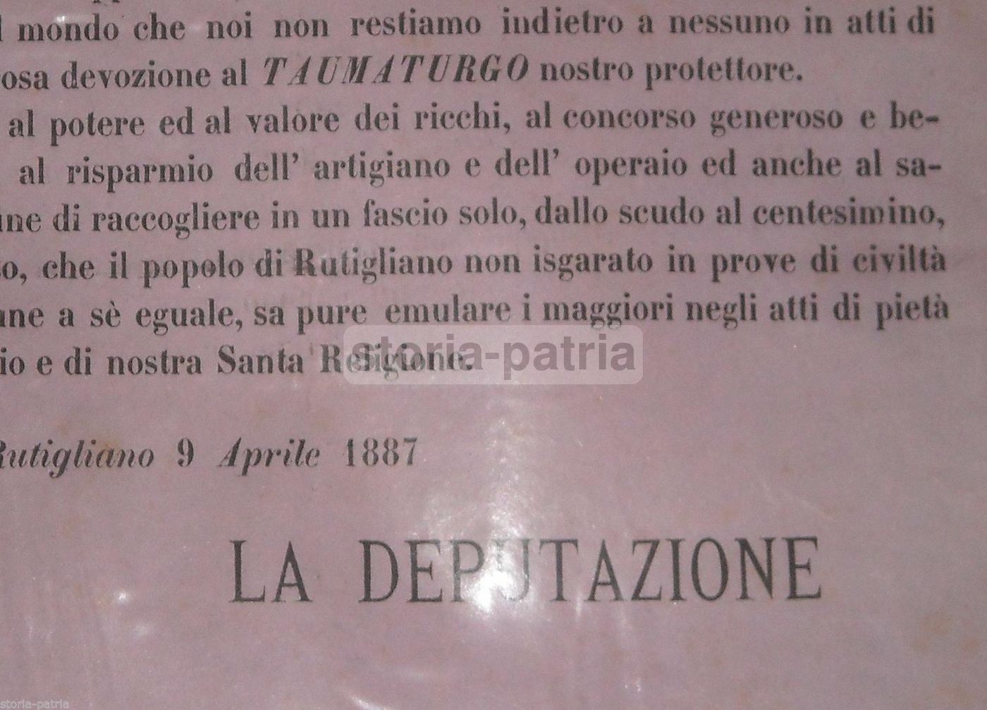 Concittadini: Manifesto 1887 Per San Nicola A Rutigliano