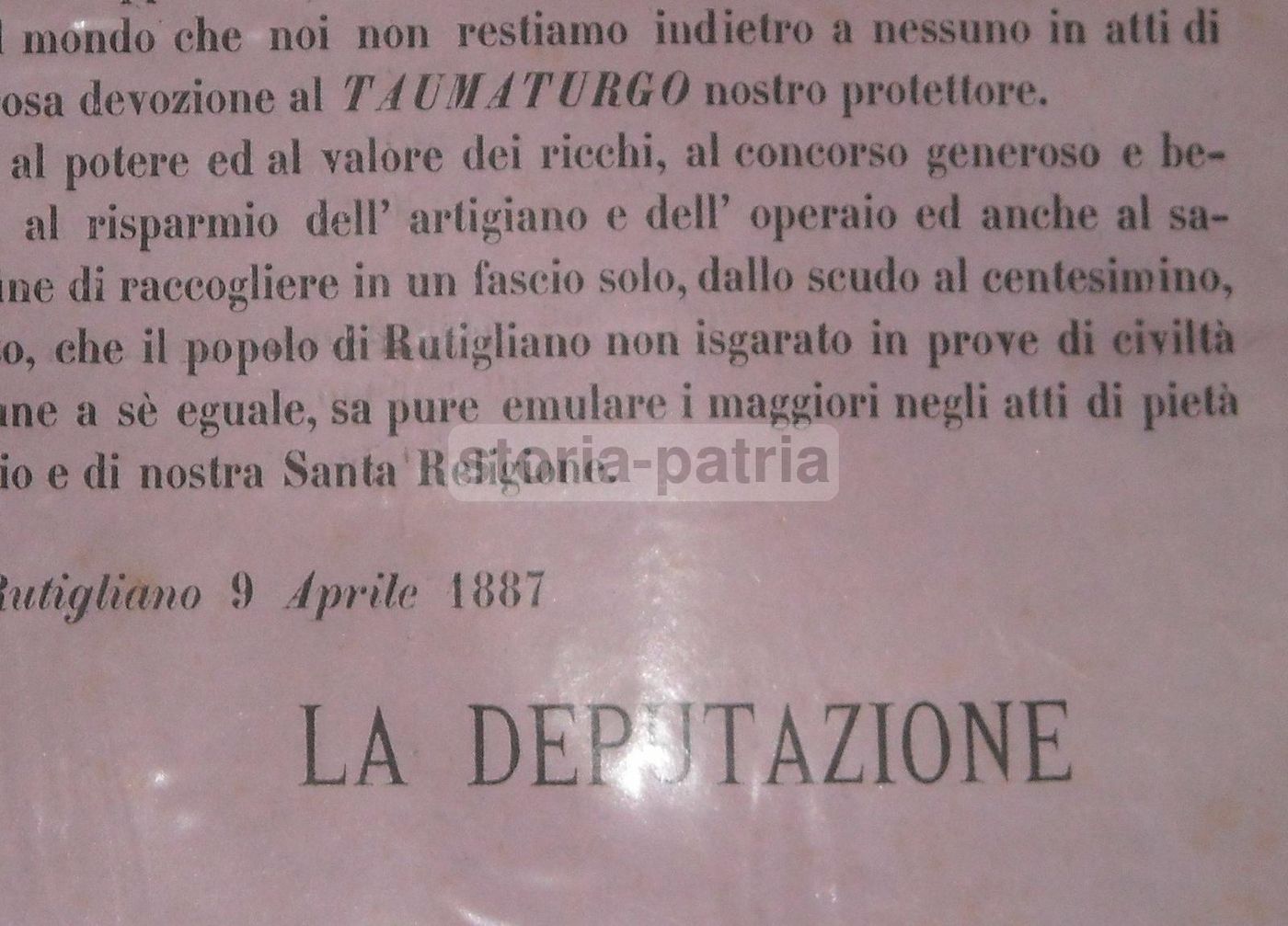 Concittadini: Manifesto 1887 Per San Nicola A Rutigliano